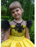 Yellow And Black Unique Flower Girl Dress